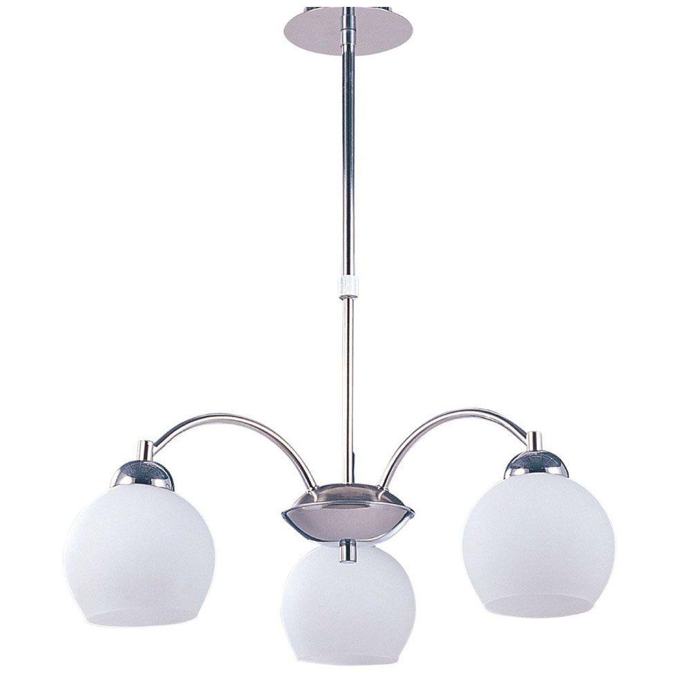 Lámpara Colgante de 3 Luces Tipo Esfera Satinada y Blanca E27 40W