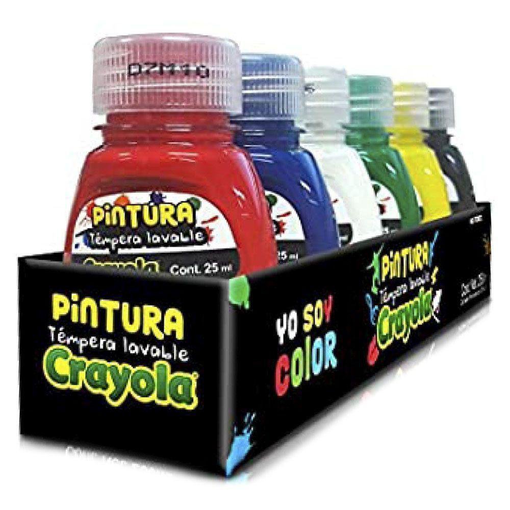 Caja de Témperas Lavable de 6 Unidades de 25 mL Témpera Lavable 6 Colores 25 Ml