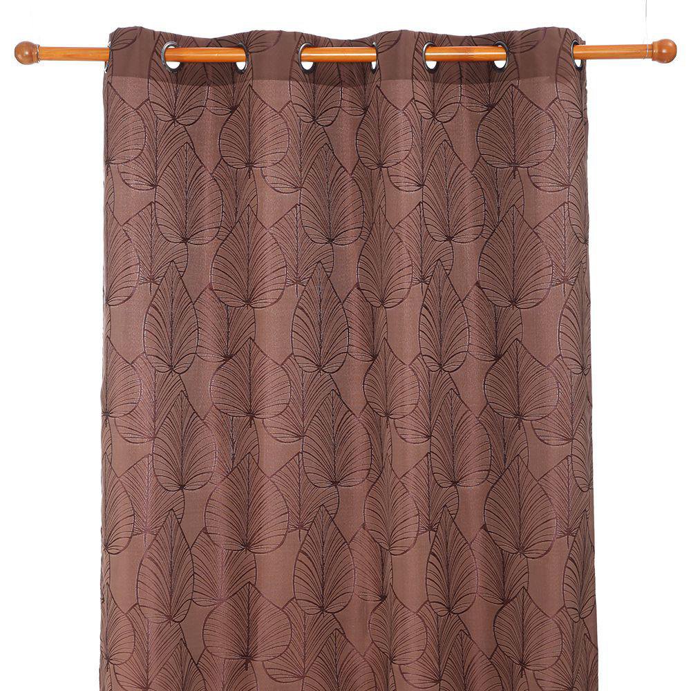 Cortina Jacquard Estampado de Hojas de Poliéster 140 x 240 cm con Ojales - Varios Colores…