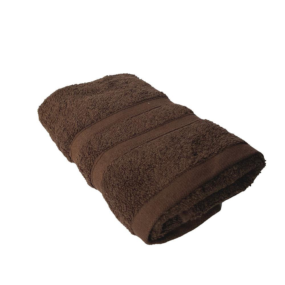 Toalla de Algodón Lisa con Bordes Decorativos Color Chocolate - Varios Tamaños Mano