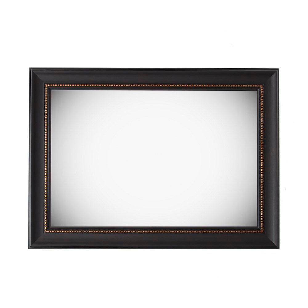 Espejo de Pared 78 x 108 cm Rectangular Color Café Oscuro y Dorado Café Oscuro