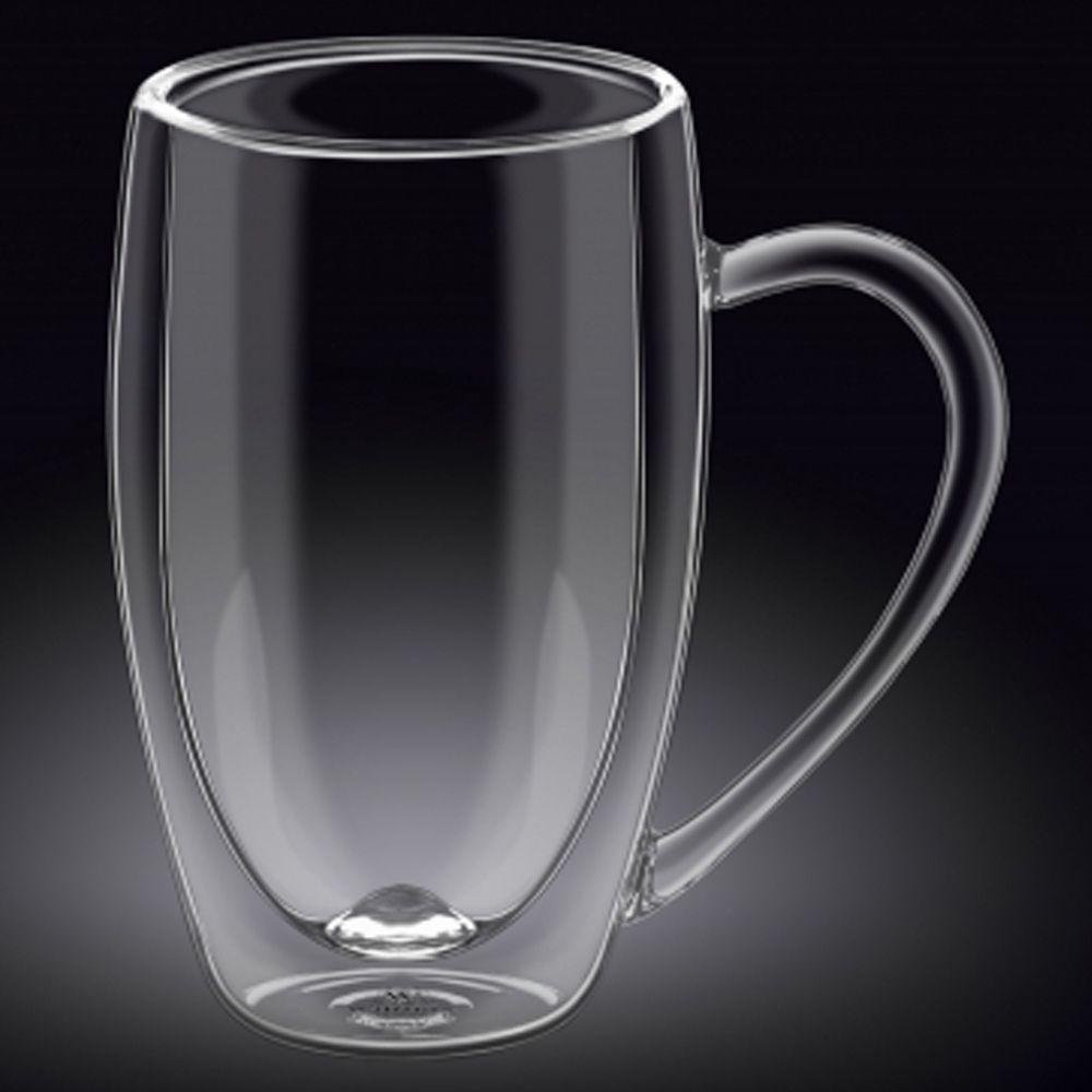 Taza de Vidrio Doble Pared de 13 oz Color Transparente