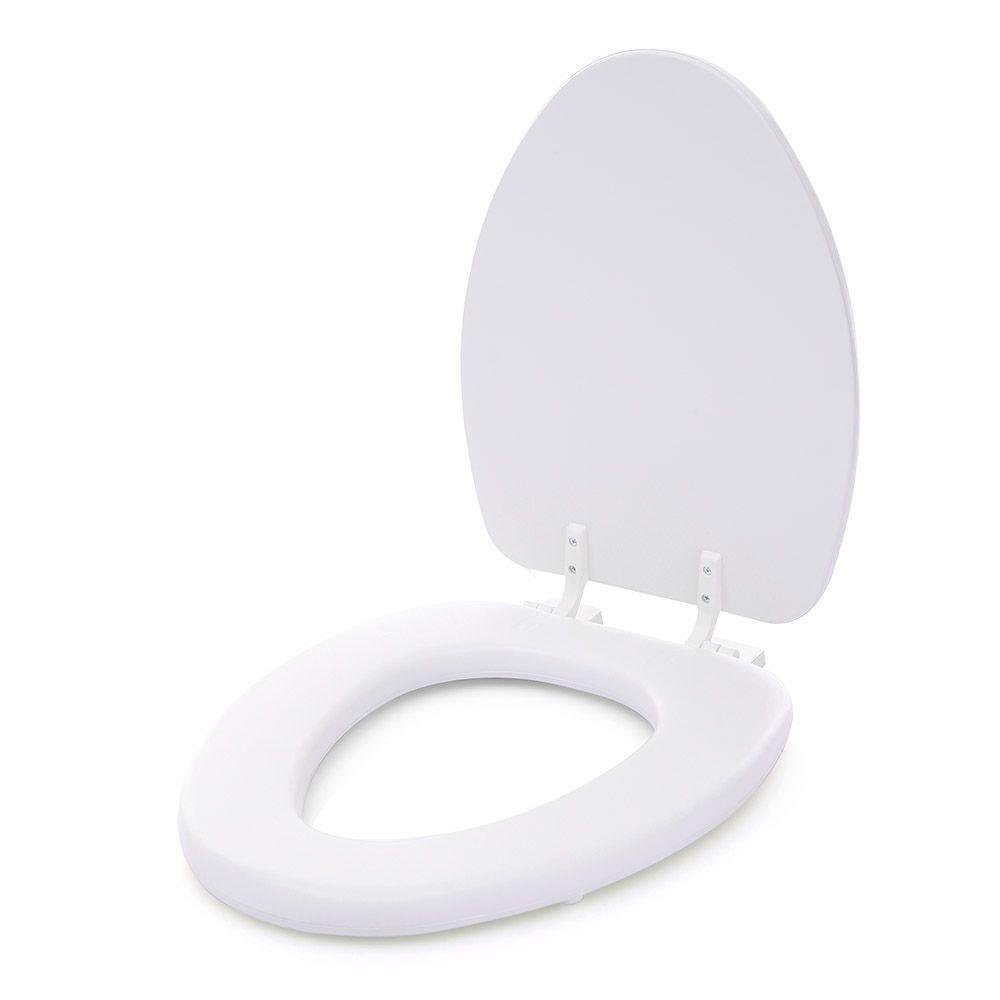 Asiento para Inodoro Elongado Acolchado Blanco