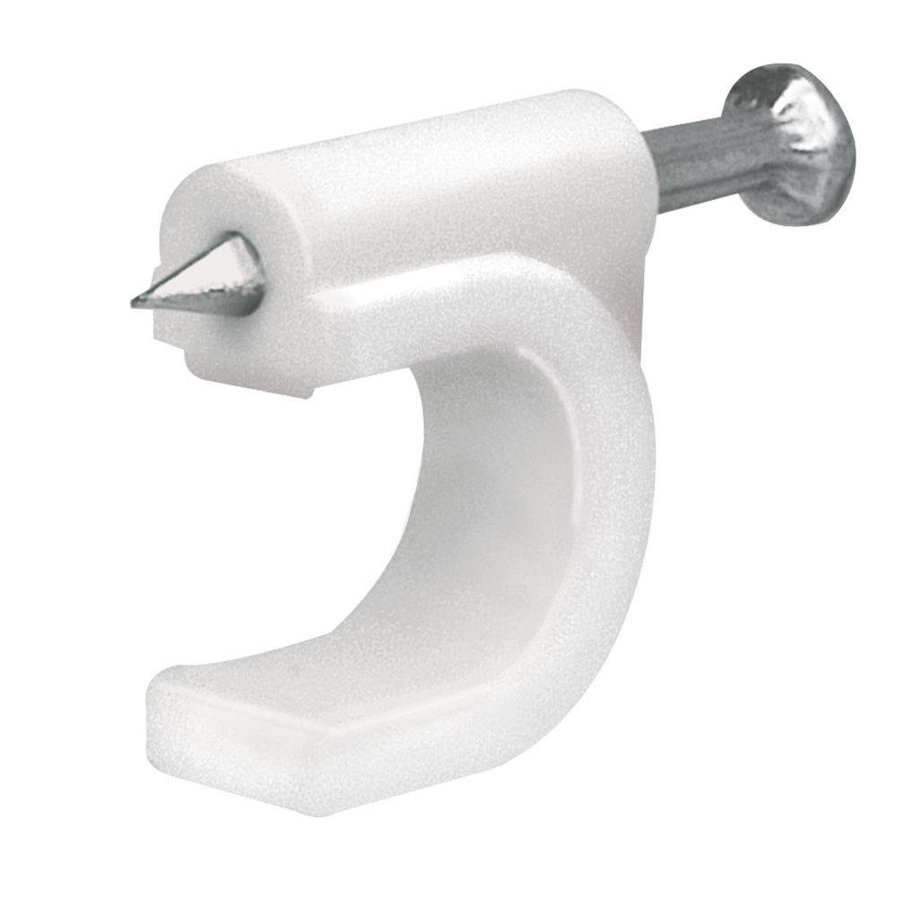 Grapa Blanca con Clavo de 6 mm 20 Unidades para Cable Redondo