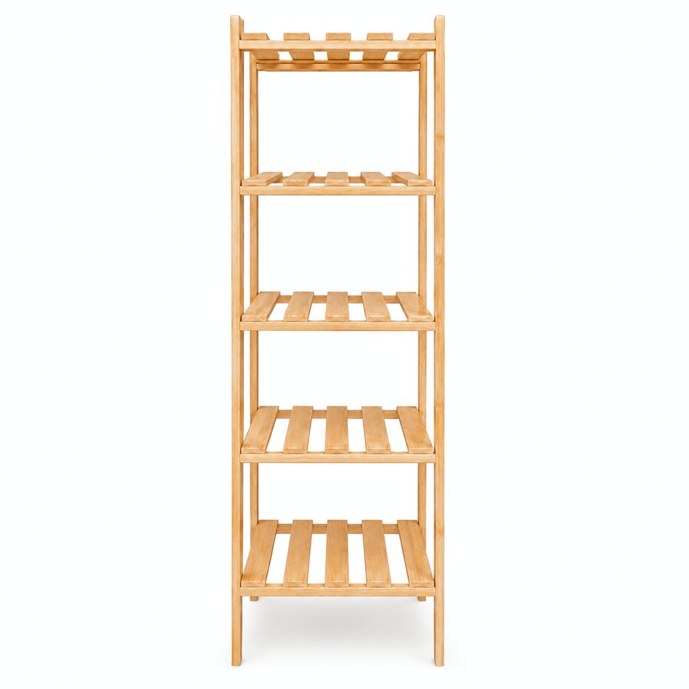 Estantería de Madera con 5 Niveles 140 x 34 x 32 Cm Color Café Natural