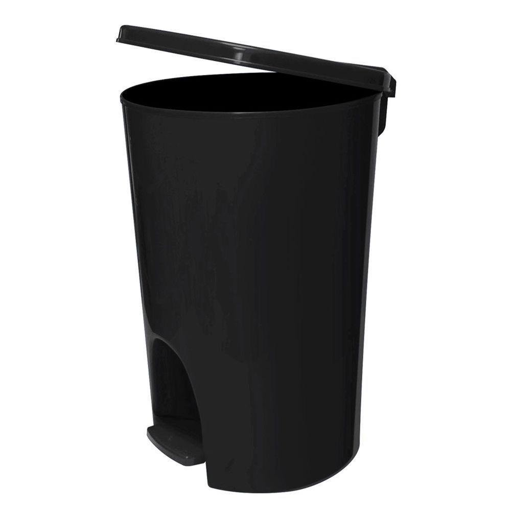 Basurero de Plástico con Pedal y Tapa Abatible - Varios Colores Negro