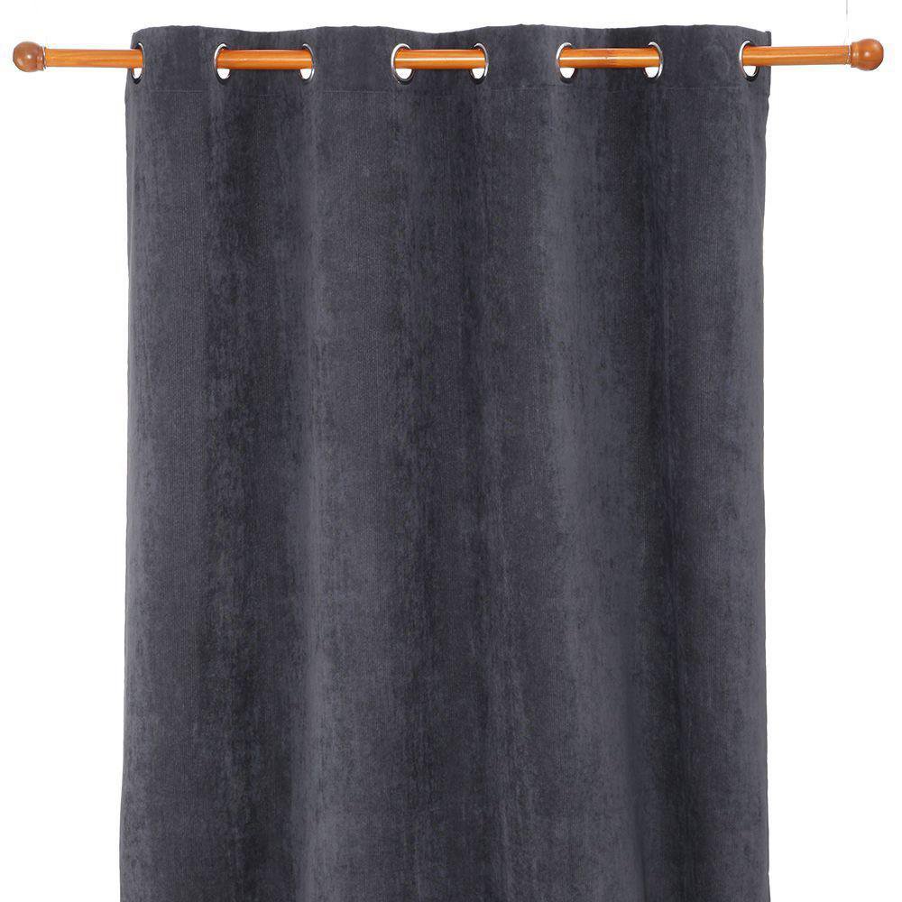 Cortina Velvet de Poliéster 140 x 240 cm con Ojales - Varios Colores Gris Oscuro