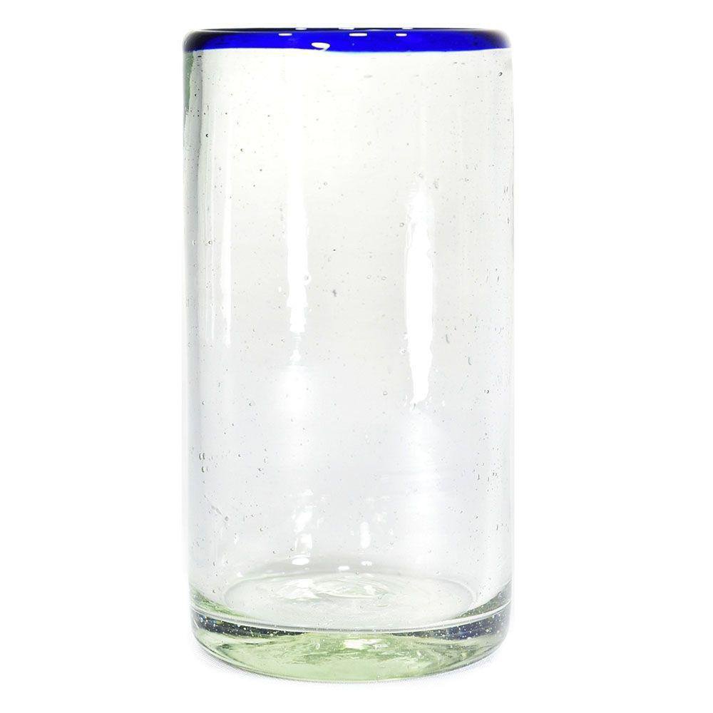 Vaso Tequilero de Vidrio Tequilero con Borde Azul