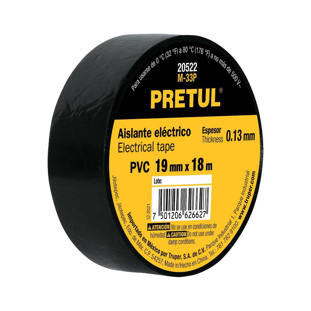 Cinta Aislante Eléctrica PVC Negra 3/4Plg X 59 Pies