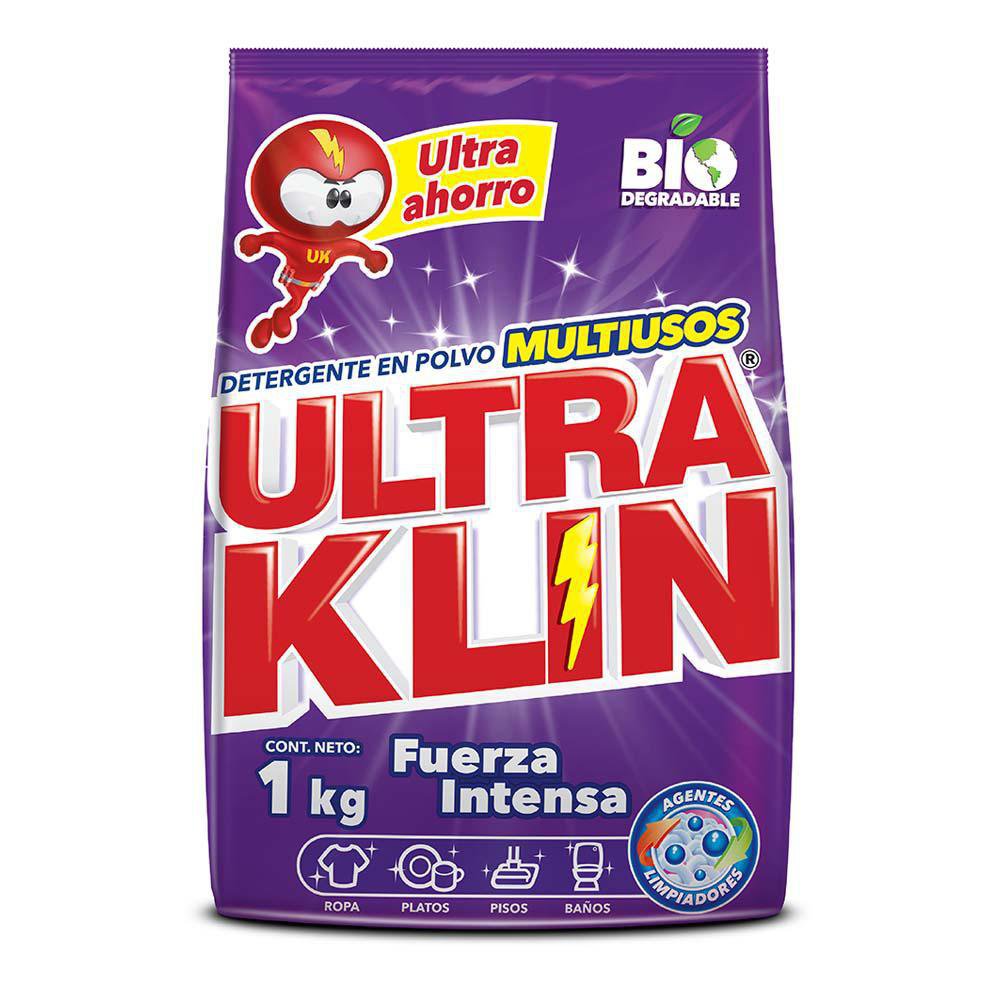 Detergente para Ropa Ultra Klin en Polvo de 1 kg - Varias Líneas Fuerza intensa