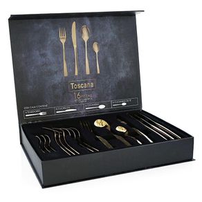 Set De 16 Cubiertos Acero Inoxidable Color Dorado - Toscana