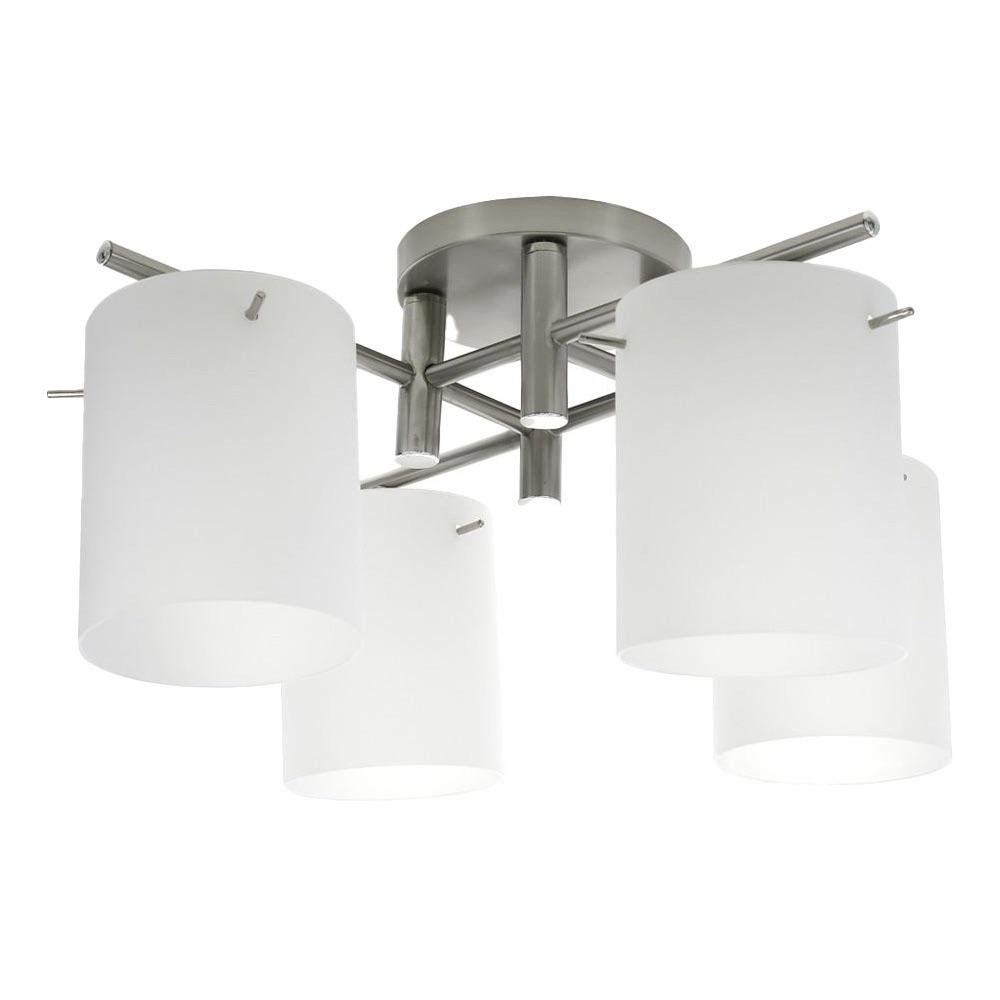 Lámpara de Techo 4 Luces Cilíndrica Satinada y Blanca 60W