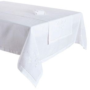 Camino De Mesa Blanco Diseño De Flores - Viva Varios Tamaños