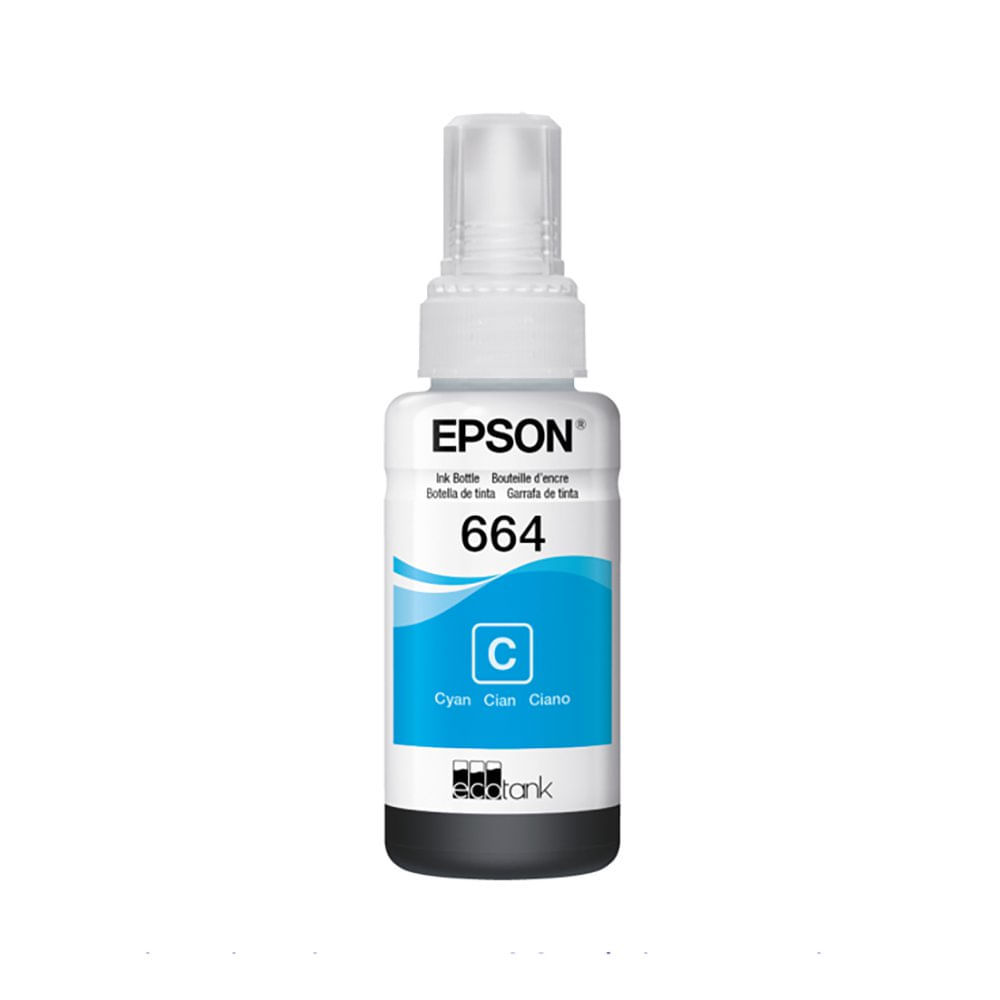 Tinta Epson T664220 Cyan de 70 mL para Impresoras EcoTank Compatibles
