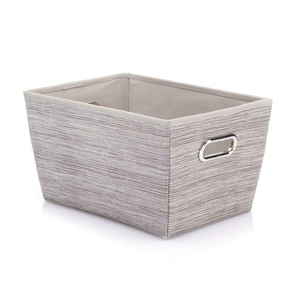 Canasta Organizadora Mediana de Tela con Agarradores Color Gris Canasta Organizadora Media…