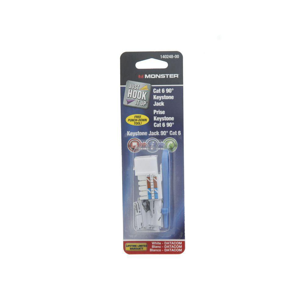 Placa Coaxial de Pared Color Blanco Toma Keystone para Red de Datos Cat6 90°