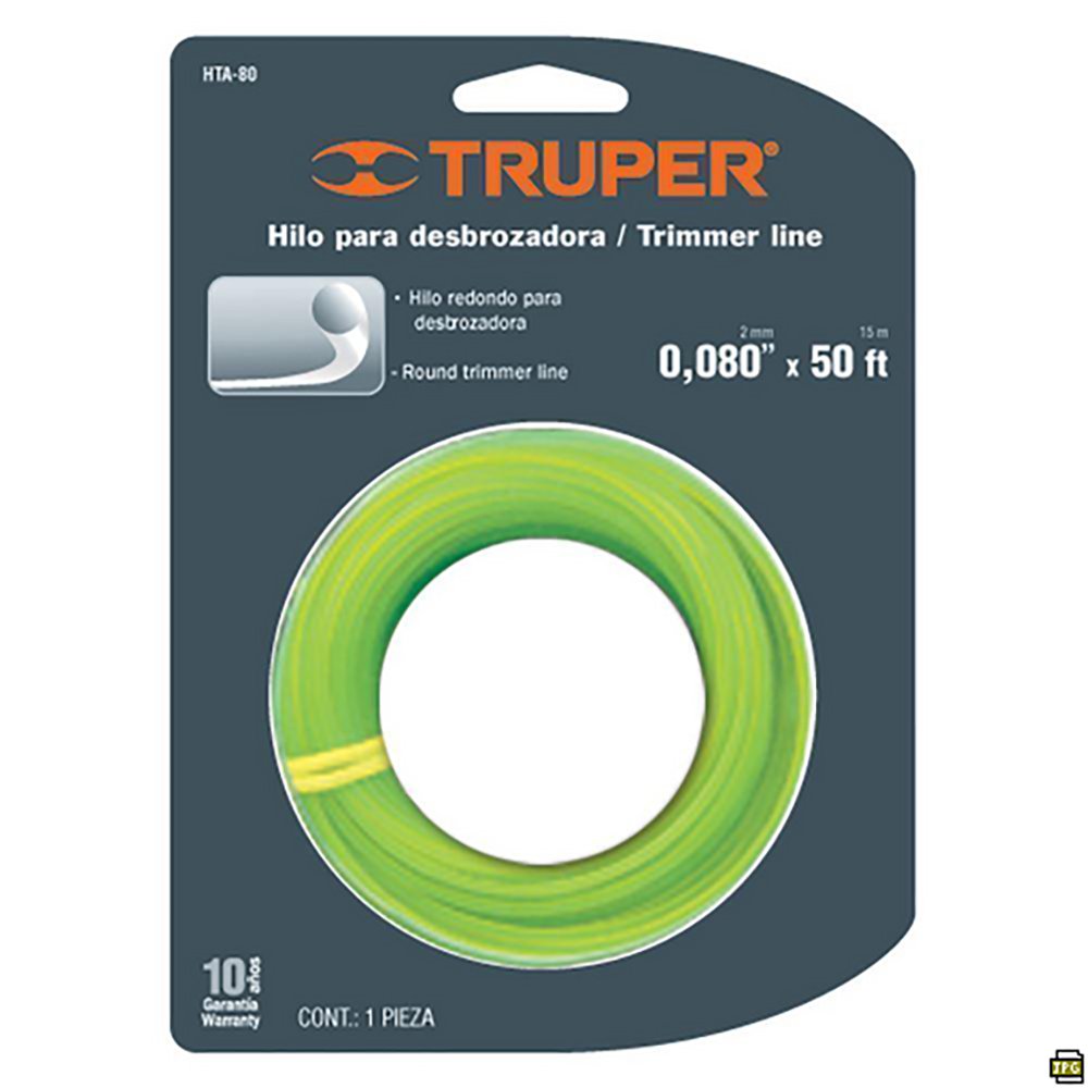 Hilo Redondo para Desbrozadora 2 mm x 15 Metros Color Verde