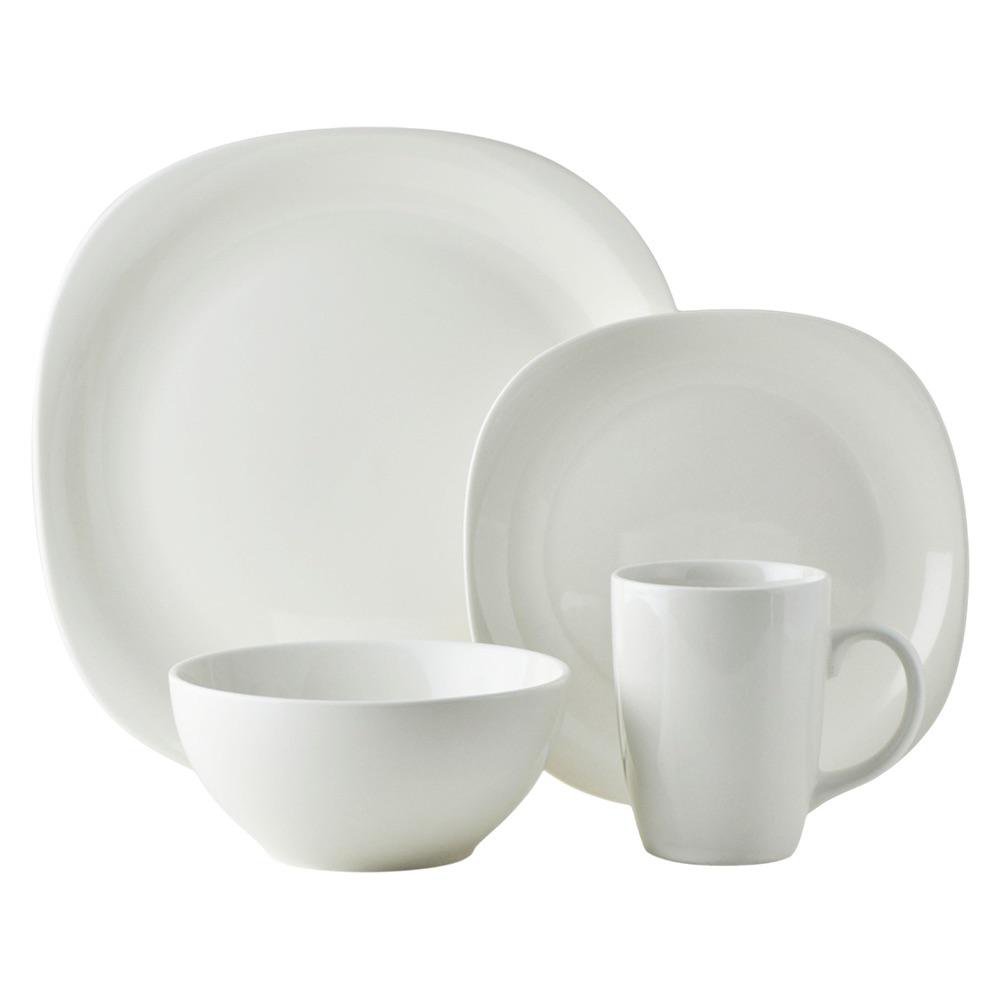 Set de Vajilla Cuadrada de 16 Piezas Color Blanco