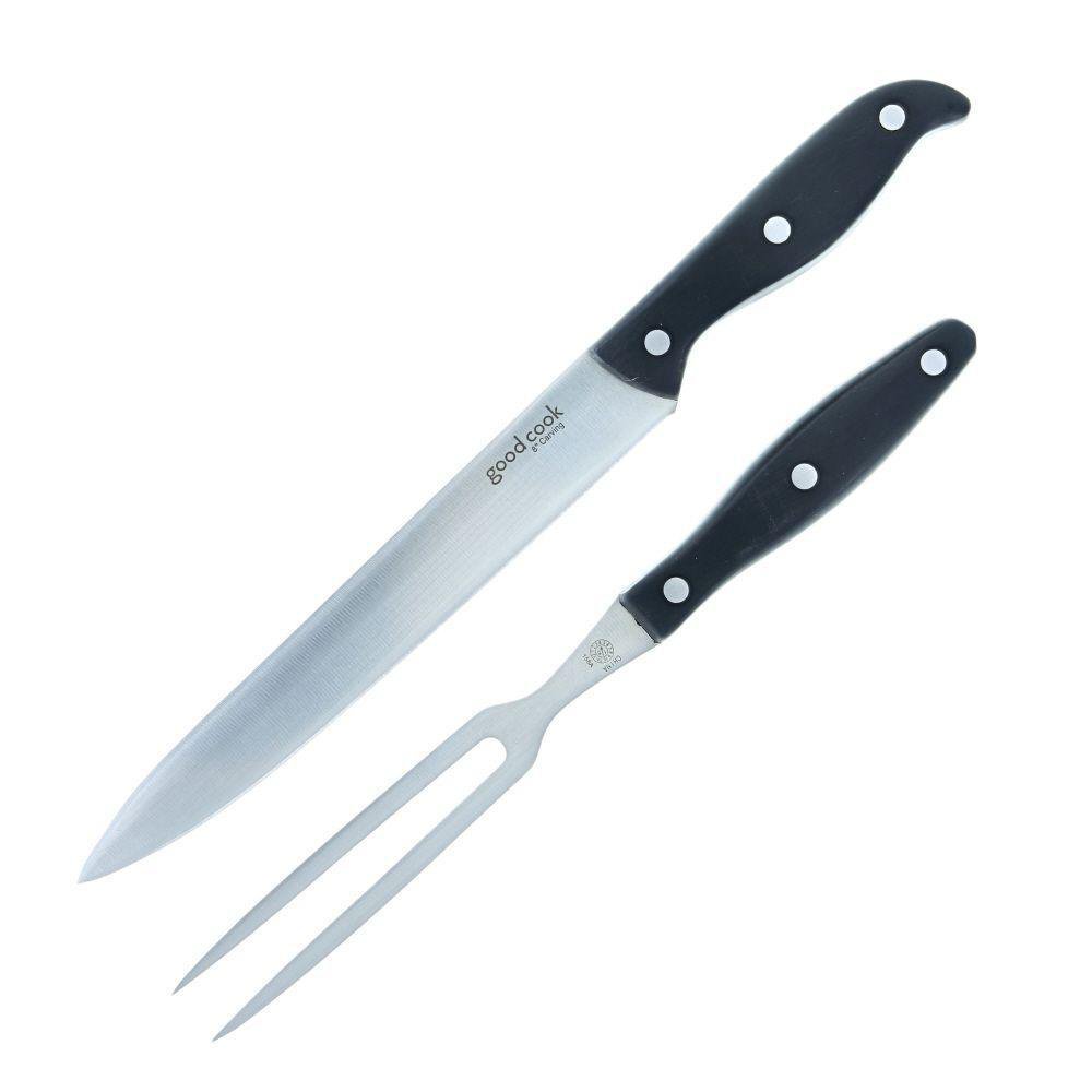 Set de 2 Piezas con Tenedor y Cuchillo para Servir Color Negro