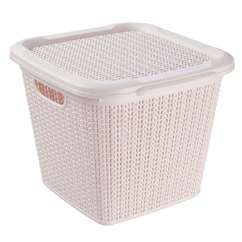 Canasta con Tapadera 15 L Color Beige 30 x 30 cm Canasta con Tapadera 15 L 30 x 30 cm Colo…