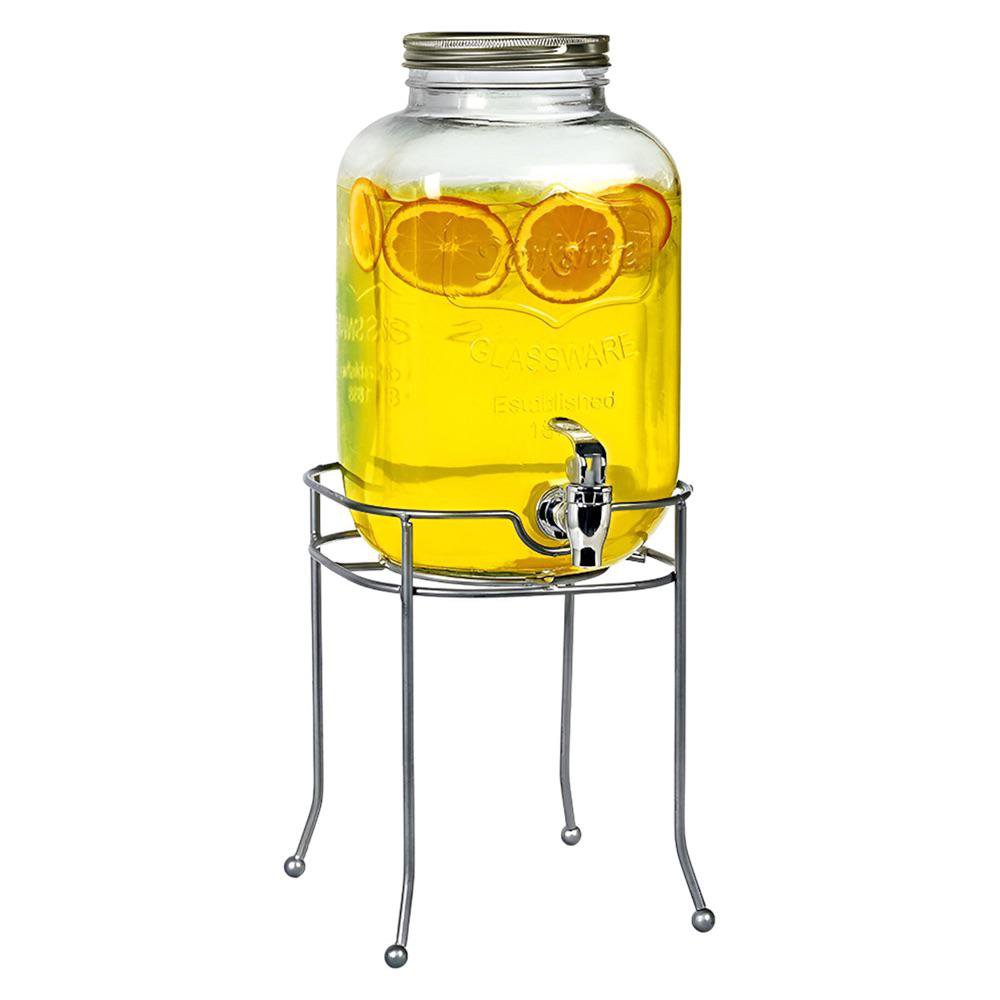 Dispensador de Bebidas de Vidrio de 5 L con Base Metálica