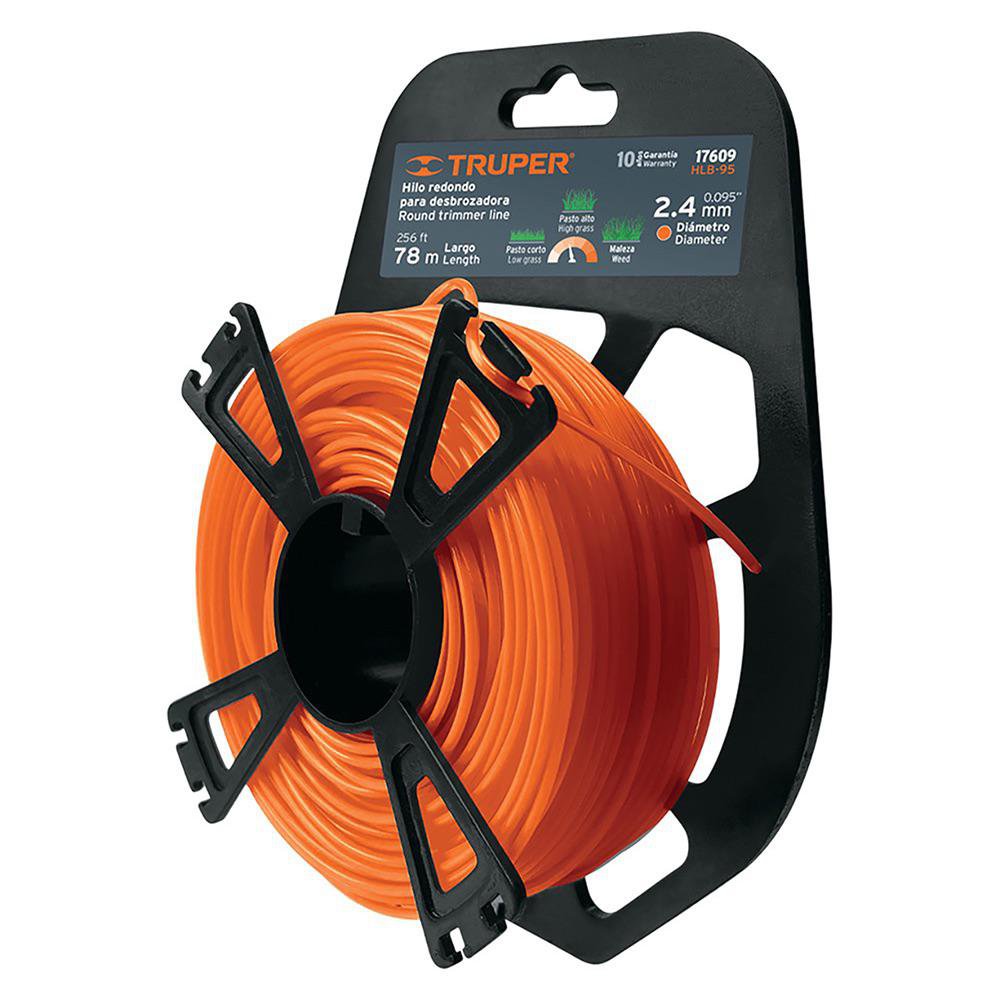 Hilo Redondo para Desbrozadora 2.4 mm x 78 Metros con Carrete Color Naranja