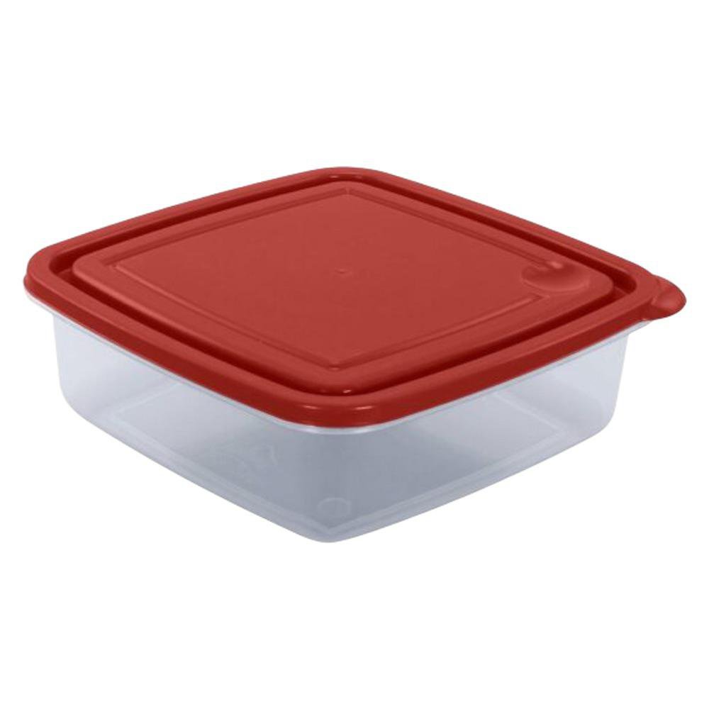 Contenedor Cuadrado Transparente 5 Tazas - Varios Colores Rojo