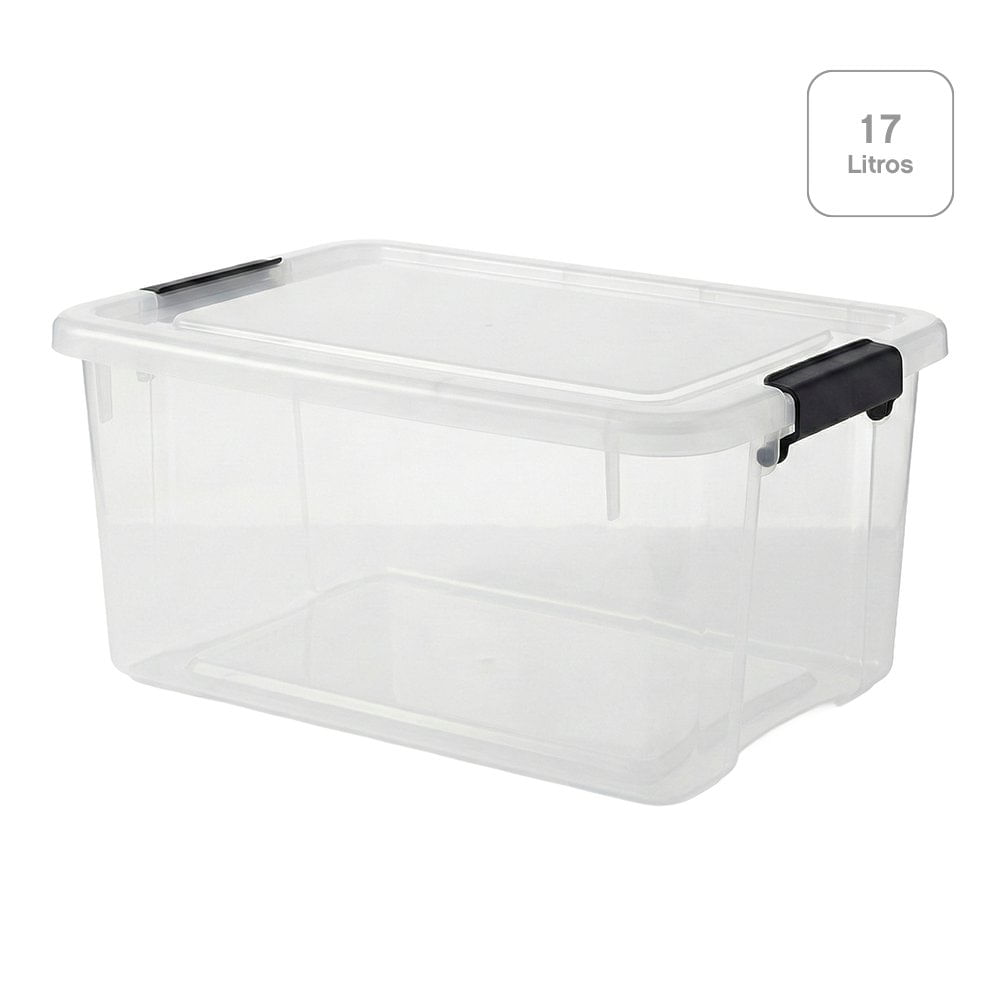 Caja Organizadora Ultra con Clip 17 L Color Transparente con Tapadera Blanca