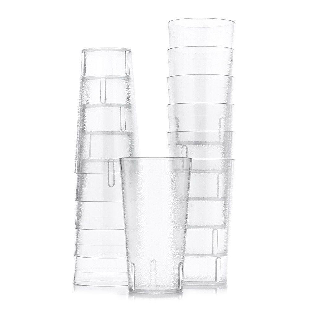 Set 12 Vasos Acrilicos Transparentes - Winco Varias Capacidades 12 oz