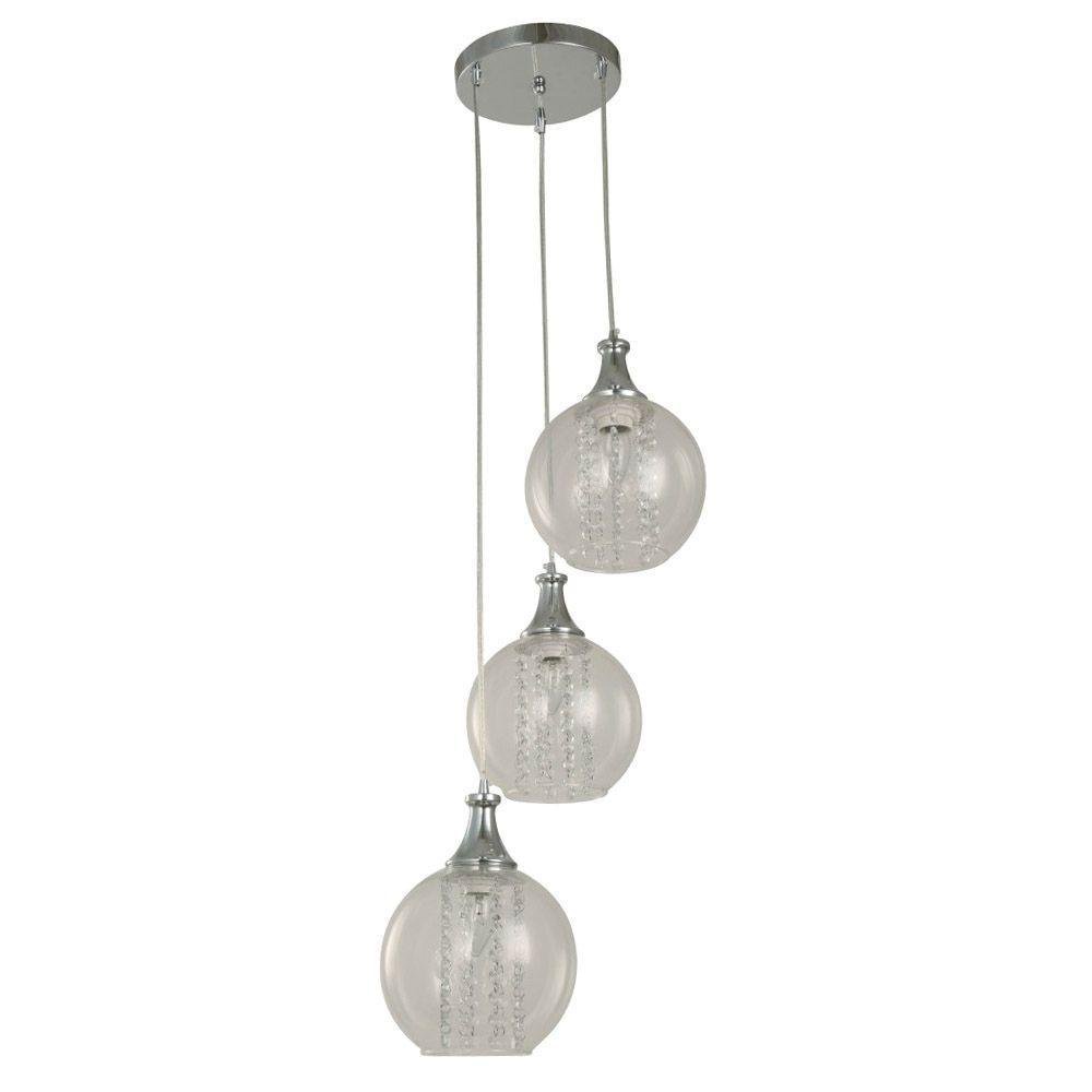 Lámpara Colgante de 3 Luces con Esferas de Vidrio Transparente E27 40W