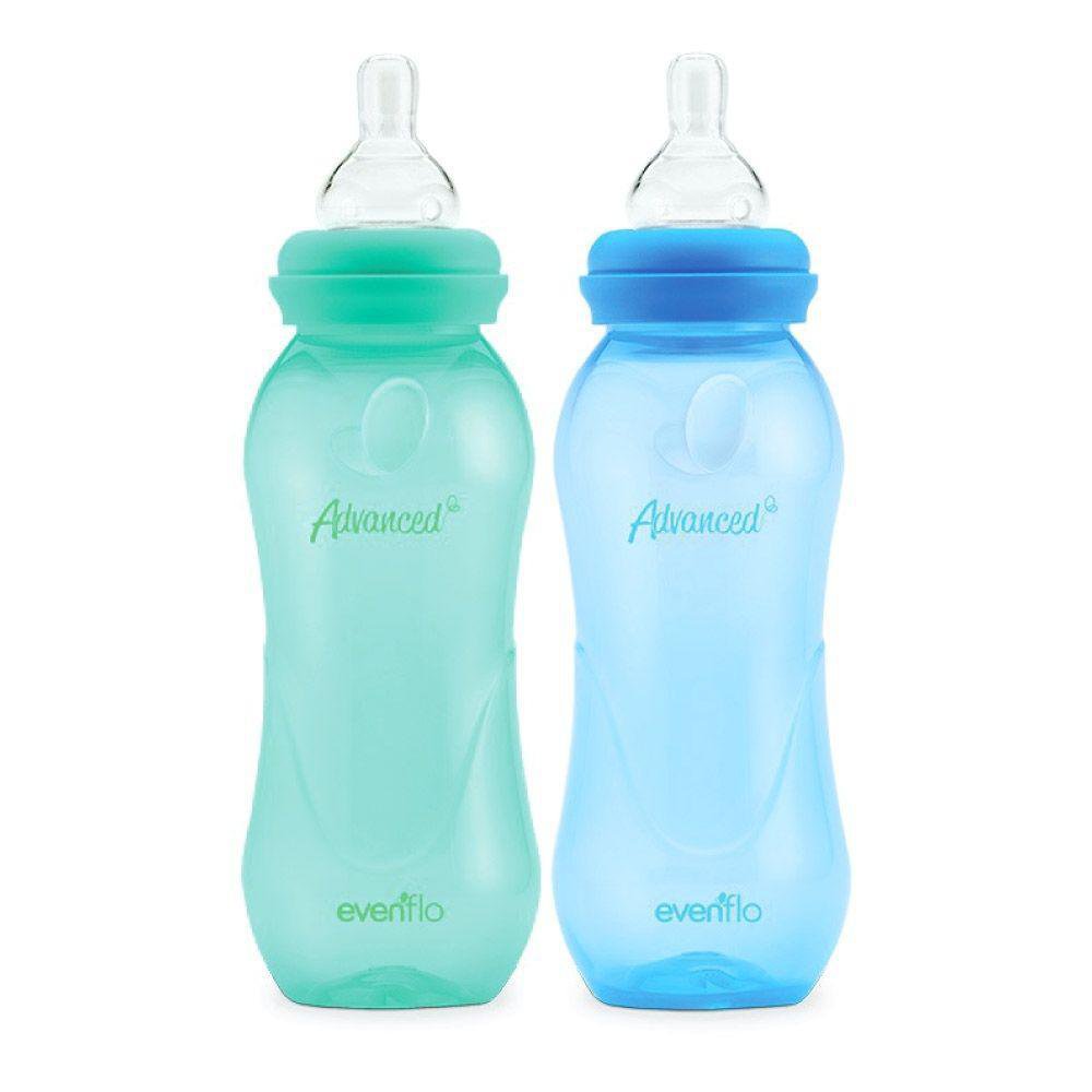 Biberón Advanced Cuello Estándar Anticólicos Dúo 8 Oz - Evenflo Varios Colores Celeste