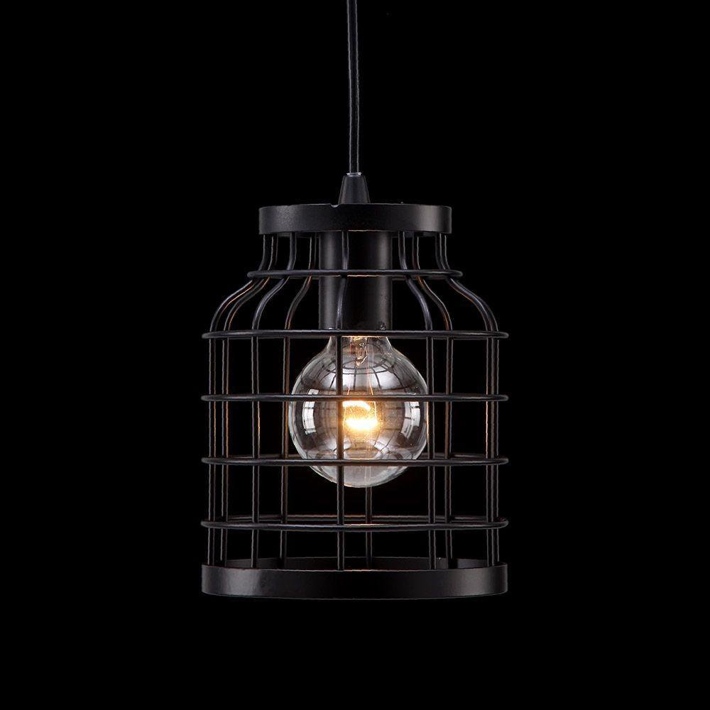 Lámpara Colgante 1 Luz Vintage con Rejilla Negra 60W
