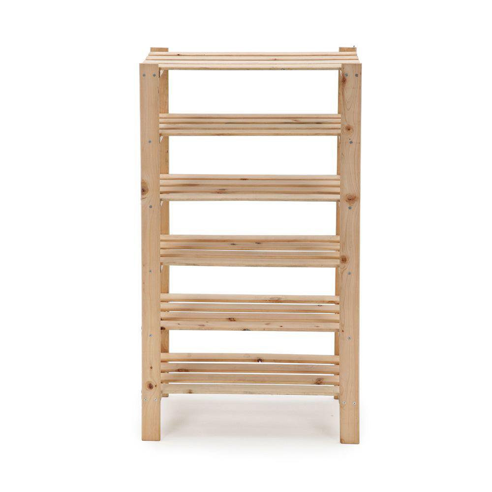 Zapatera Hamburgo de Madera Natural con 6 Repisas