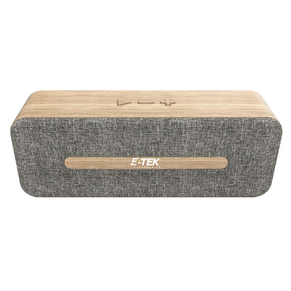 Bocina Bluetooth Portátil de 3W con Diseño en Tela y Madera, Batería Recargable y Botones…