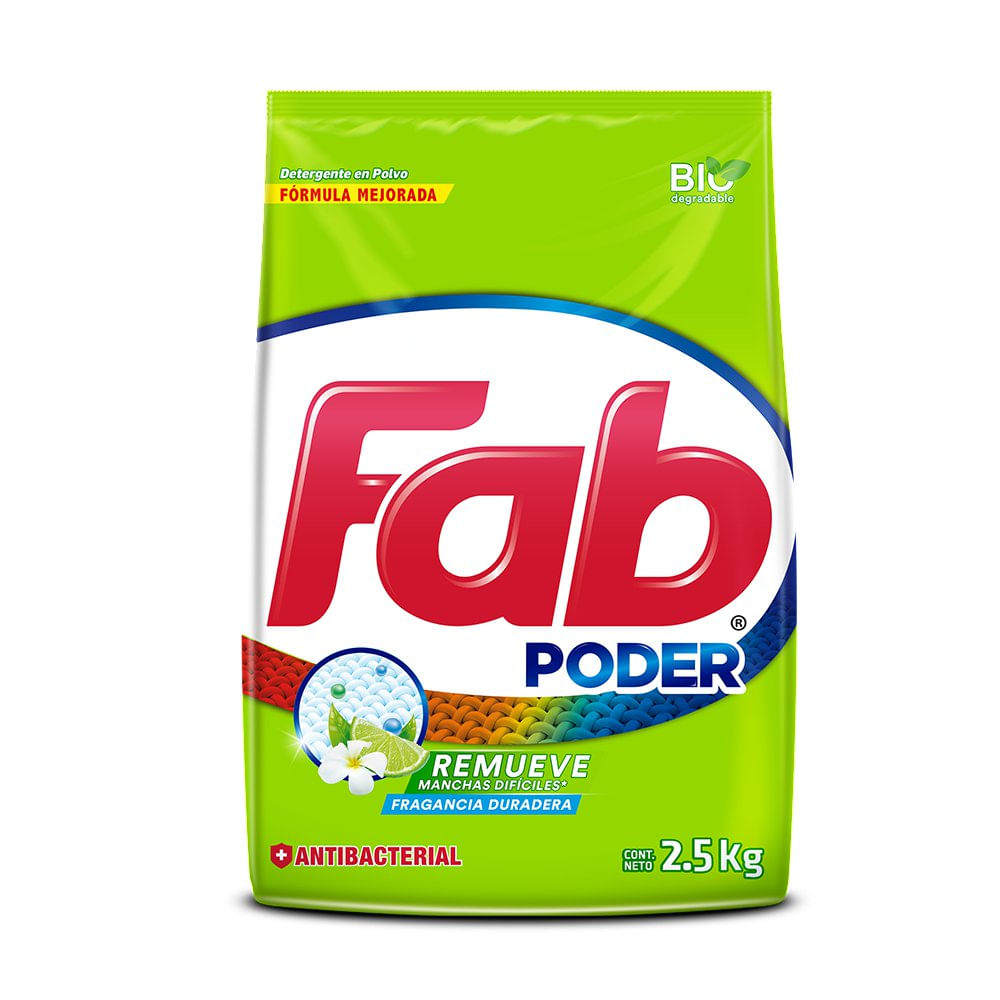 Detergente para Ropa Fab en Polvo de 2.5 kg - Varios Aromas Limón