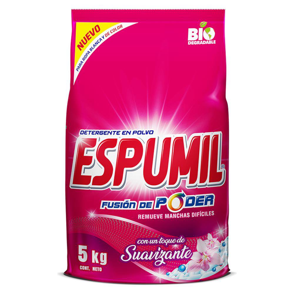 Detergente para Ropa Espumil en Polvo Fusión Poder con Suavizante de 5 kg