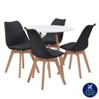 Comedor Mesa Red Blanca Más 4 Sillas Negras - Z