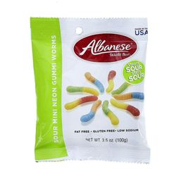 Sour Mini Neon Worms 3.5 Oz - Albanese