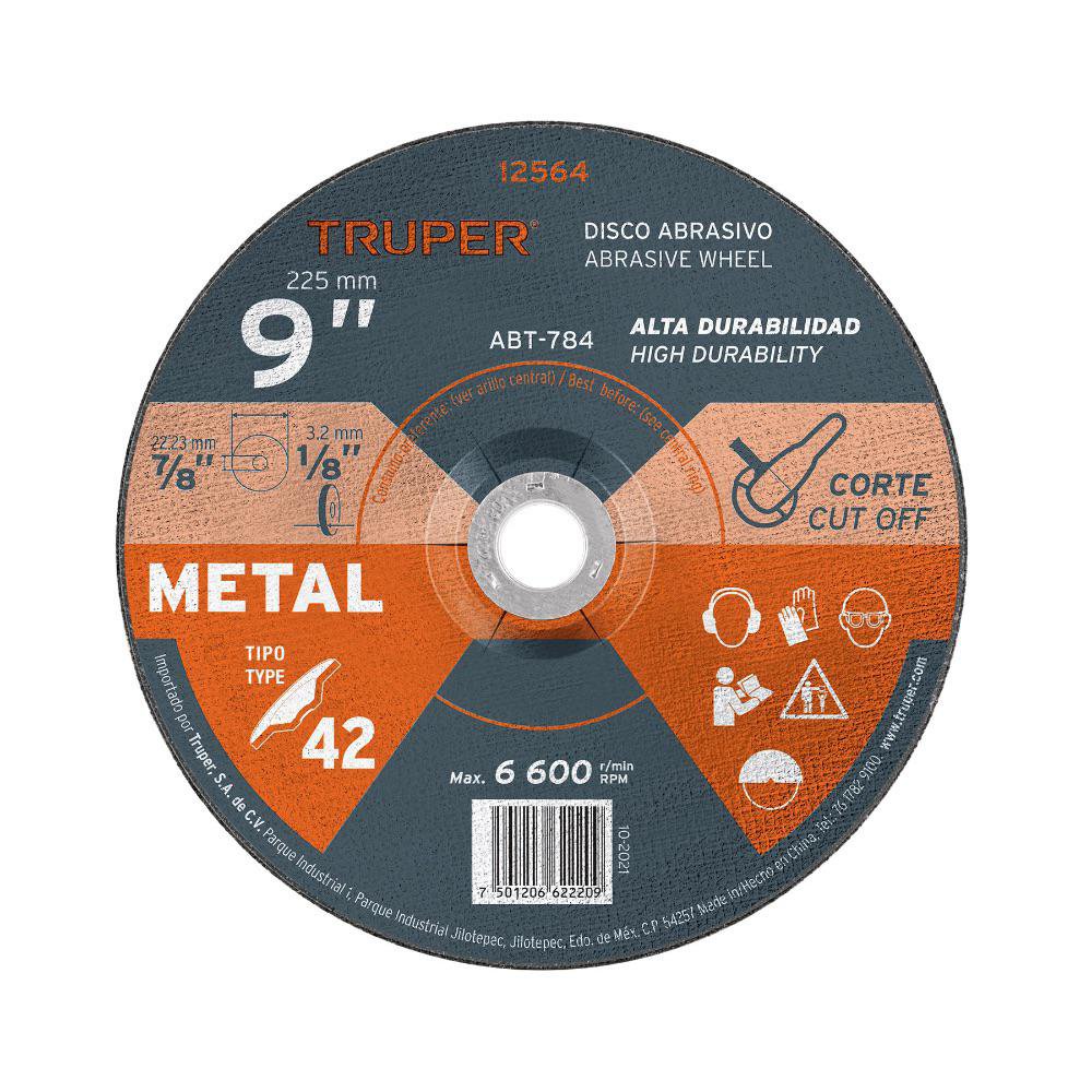 Disco Abrasivo para Corte en Metal 9 X 1/8 Plg