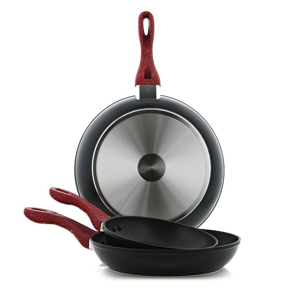 Set de 3 Sartenes 20 26 y 30 cm de Mármol Color Negro