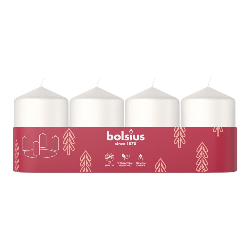 Set de 4 Velas de Cera 6 x 4 cm Color Blanco Diseño Pillar