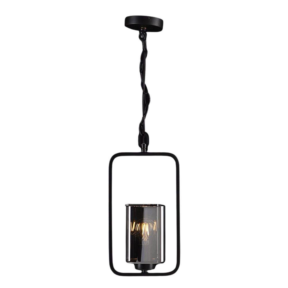 Lámpara de Techo de 1 Luz con Vidrio Ahumado Negro y Base Negra E27 40W