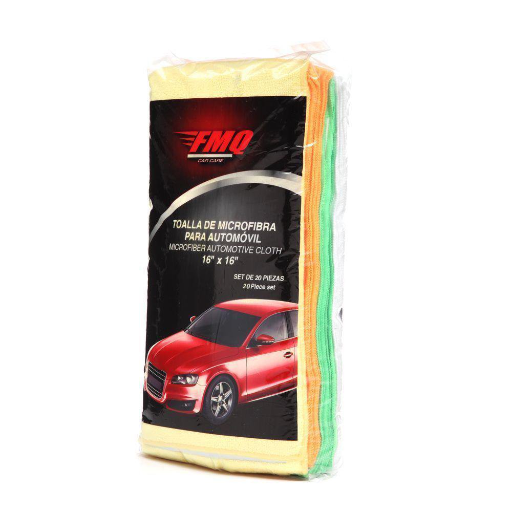 Set de 20 Toallas de Microfibra para Auto 16 x 16 Plg Multicolor