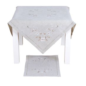Mantel Beige Diseño De Flores - Viva Varios Tamaños