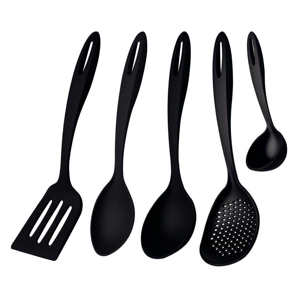 Set de 5 Utensilios de Cocina Antiadherentes Color Negro Set de 5 Utensilios de Cocina de Nylon Antiadherente Color Negro