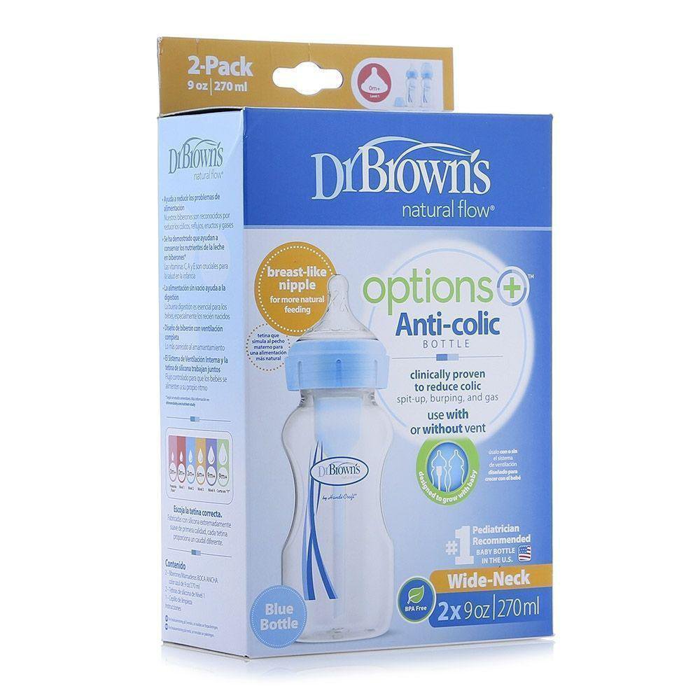 Biberones Anticólicos Options+ Dúo 9 Oz - Dr. Browns Varios Colores Celeste