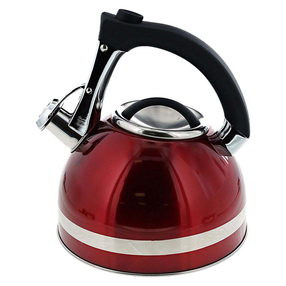 Tetera de Acero Inoxidable con Silbato y Mango Antideslizante 3L Rojo