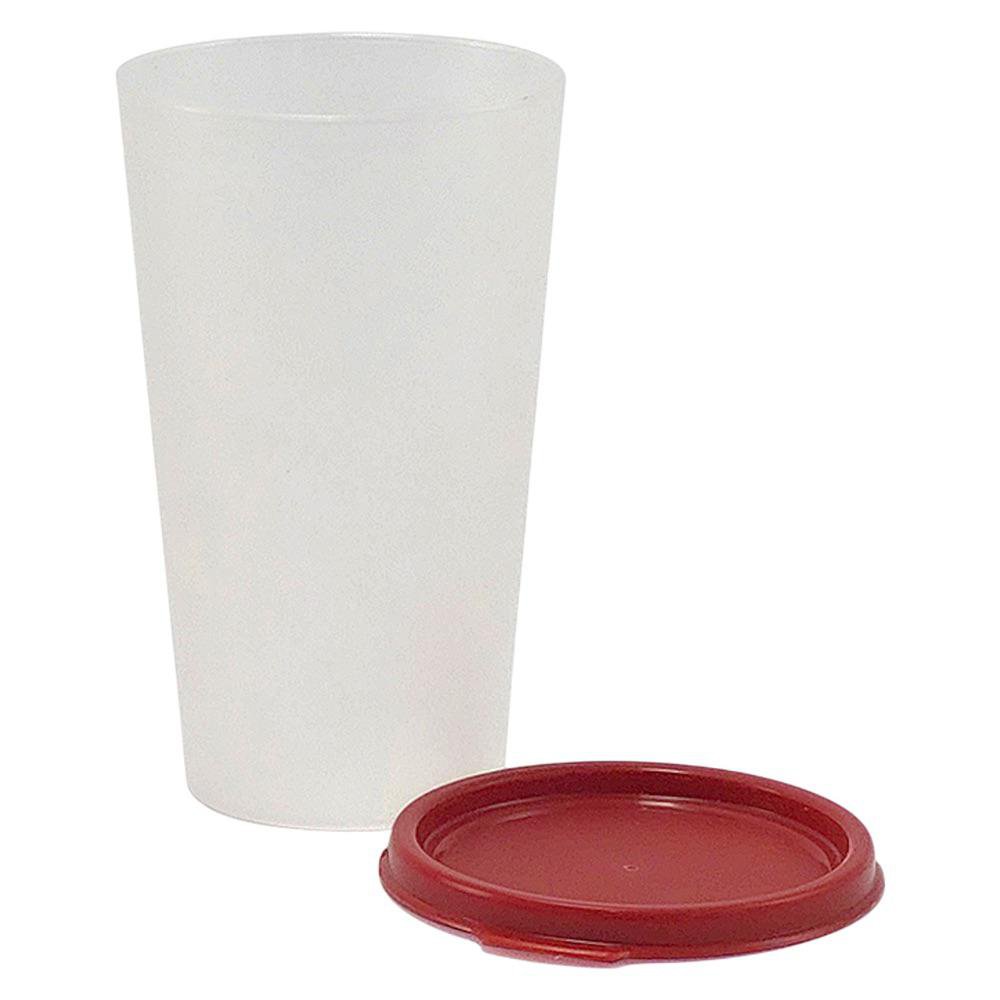 Vaso Refresquero de 414 ml con Tapadera Color Rojo