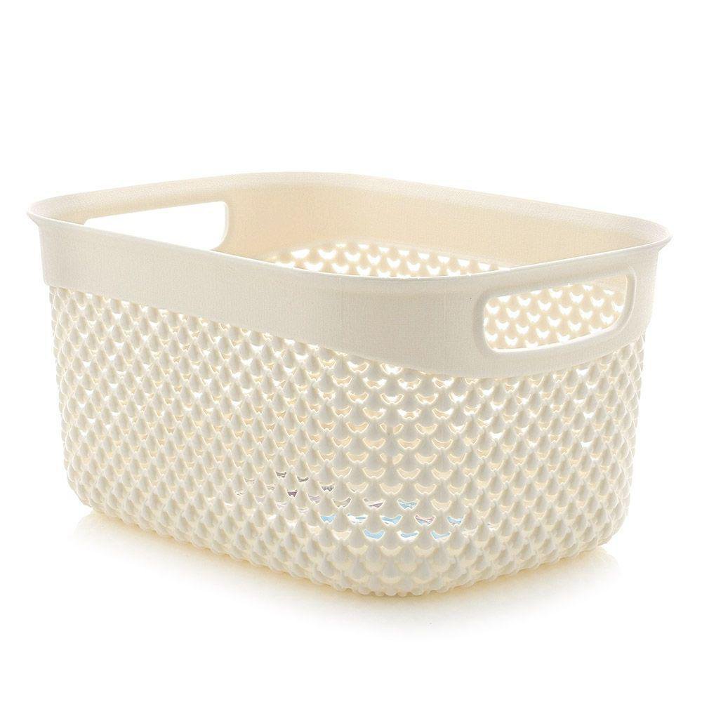 Canasta Organizadora 3.3 L de Plástico Diseño Gota Color Marfil