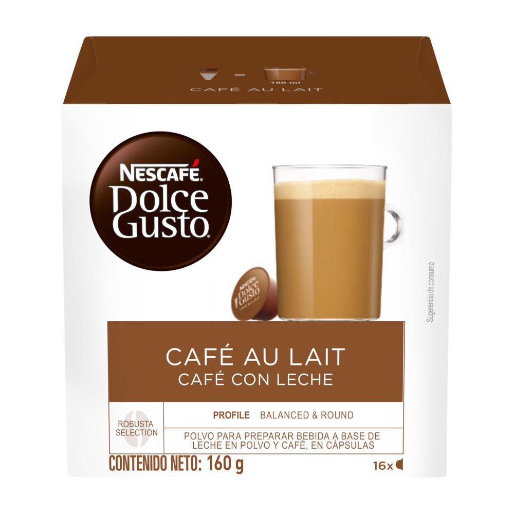 Cápsulas de Café Dolce Gusto Nescafé Sabor Café con Leche 16 Piezas